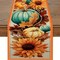 Fall Pumpkin & Sunflower Halloween Table Runner 13x36 Inch – Seasonal Autumn Dining & Kitchen Decor for Holiday Parties (Orange, Brown)